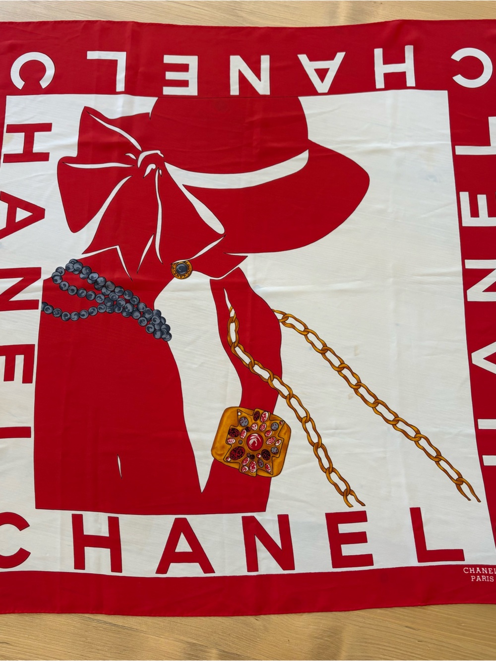 Vintage Chanel Mademoiselle Silhouette Silk Scarf 90cm